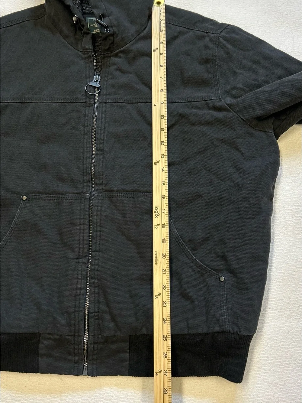 G.H. Bass & Co. Men’s Large Black Sherpa-Lined Hooded Canvas Jacket